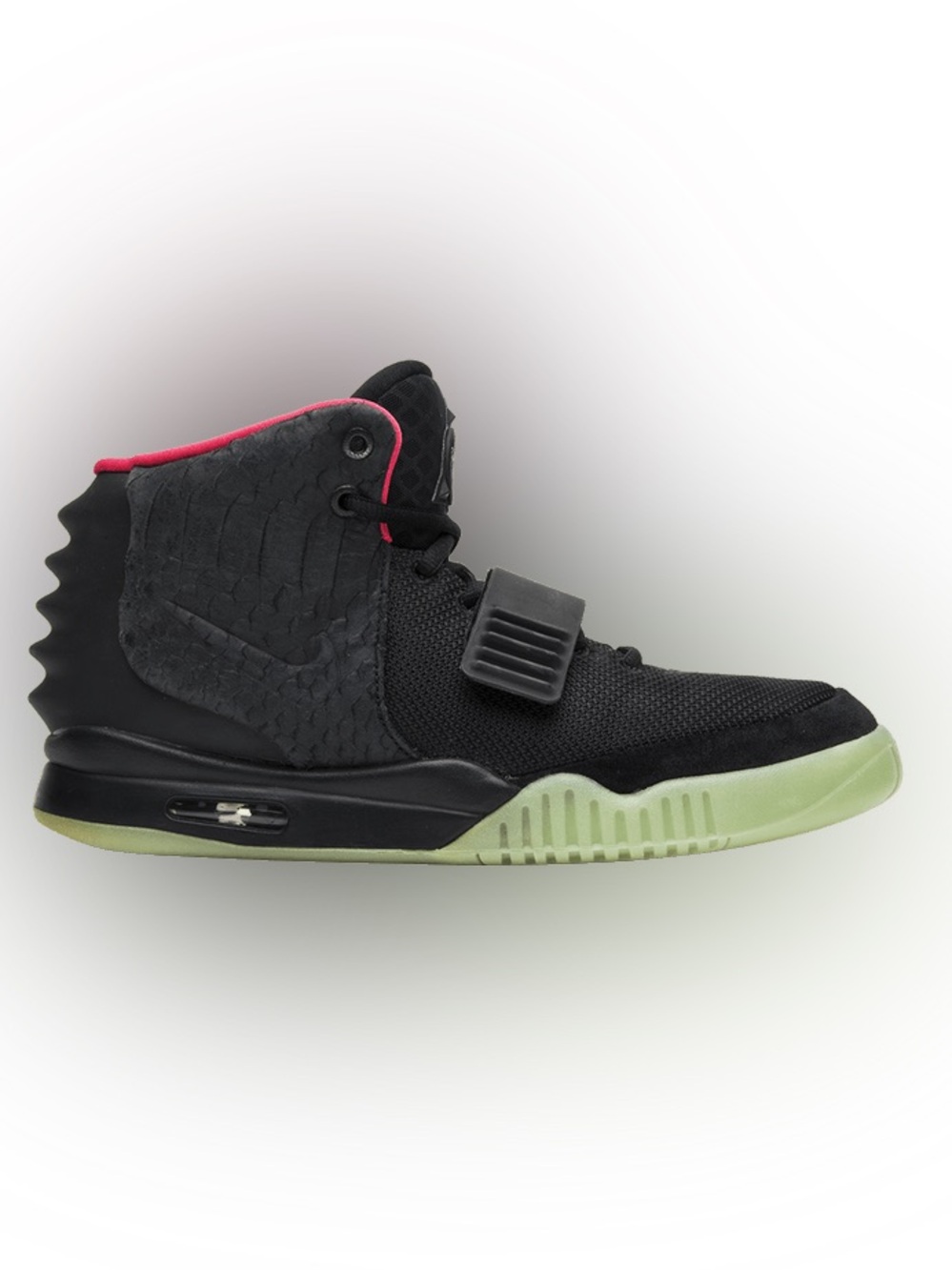 Nike Air Yeezy 2 black green glow Solar Red 508214-006 size 9.5